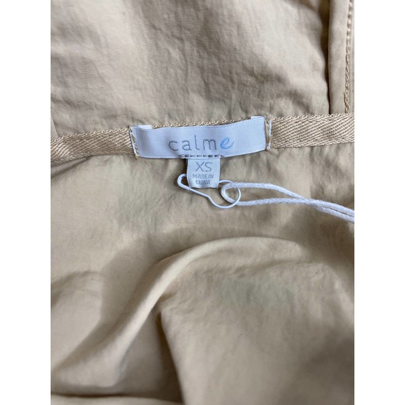 Calme by Johnny Was Tan Mix Nylon Hooded Pullover Pockets Oversized Cozy XS - Picture 6 of 9